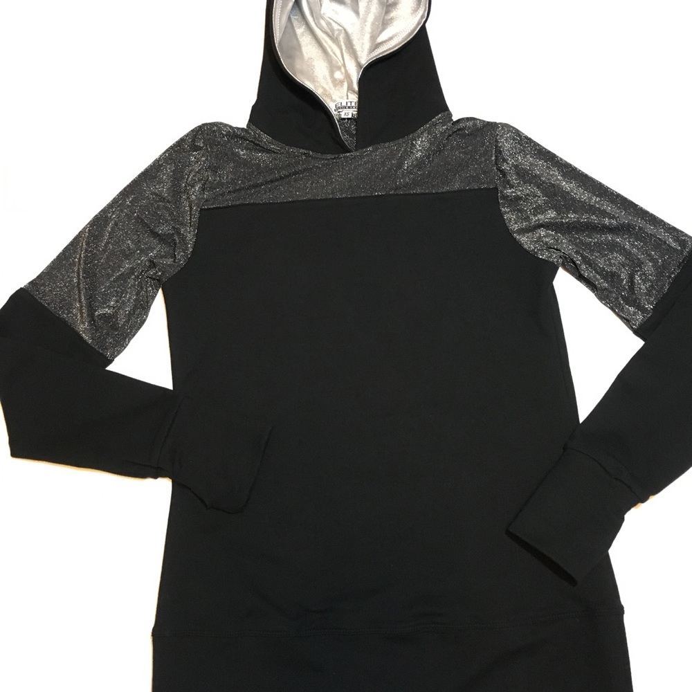 Black Glitter Mesh Hoodie